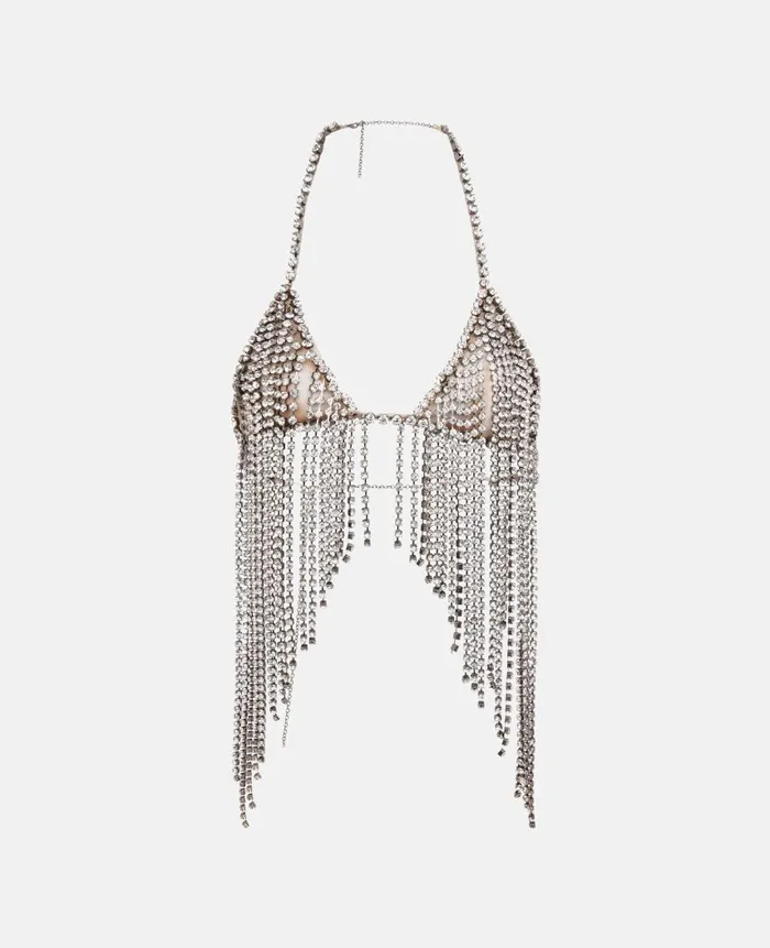 Women Shirts And Tops Stella McCartney Crystal Fringed Bra Crystal