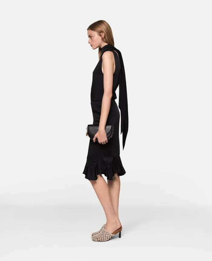 Women Shirts And Tops Stella McCartney HighNeck Sleeveless Satin Top Midnight Black