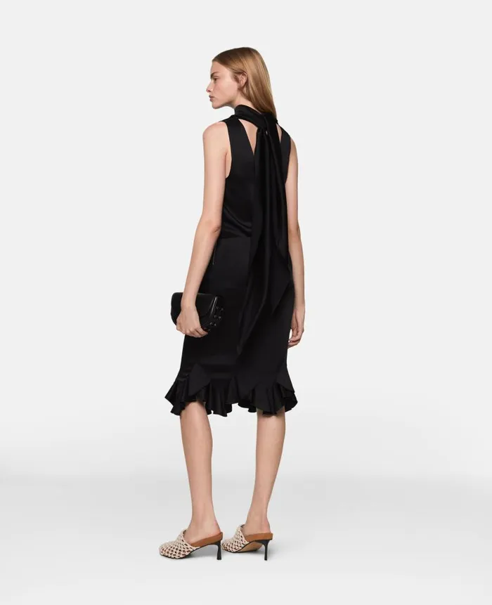 Women Shirts And Tops Stella McCartney HighNeck Sleeveless Satin Top Midnight Black