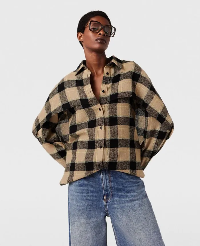 Women Shirts And Tops Stella McCartney Layered Check Shirt Beige And Black