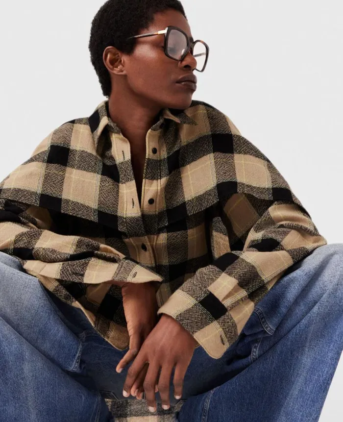 Women Shirts And Tops Stella McCartney Layered Check Shirt Beige And Black