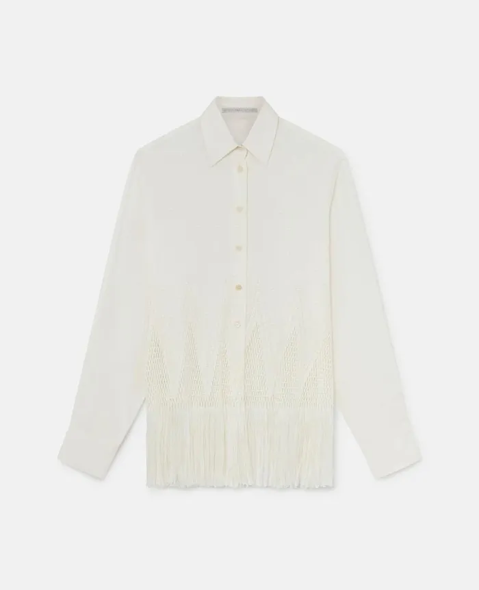 Women Shirts And Tops Stella McCartney OpenKnit Fringe Shirt Cream