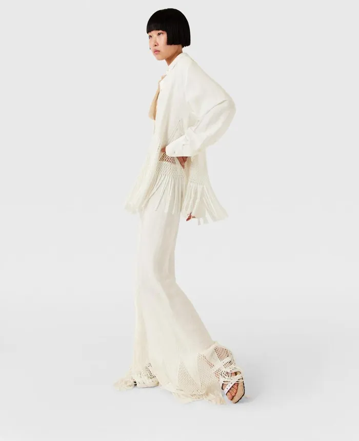 Women Shirts And Tops Stella McCartney OpenKnit Fringe Shirt Cream