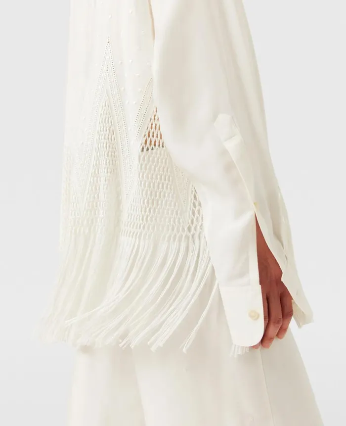 Women Shirts And Tops Stella McCartney OpenKnit Fringe Shirt Cream