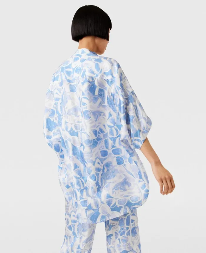 Women Shirts And Tops Stella McCartney Sunglasses Print High Neck Top Blue