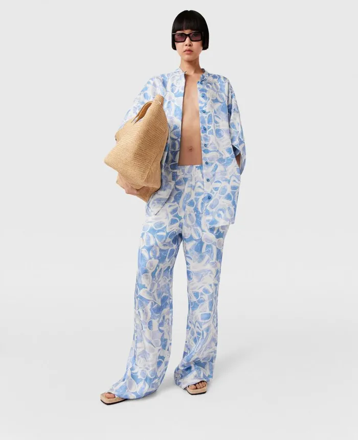 Women Shirts And Tops Stella McCartney Sunglasses Print High Neck Top Blue