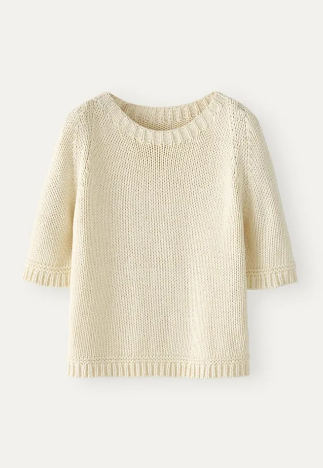 Women Shortsleeve Sweater Cream Poetry Fashion Sweaters