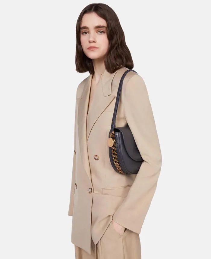 Women Shoulder Bags Stella McCartney Frayme Medium Flap Shoulder Bag Shadow Black Women Shoulder Bags Stella McCartney Frayme Medium Flap Shoulder Bag Shadow Black