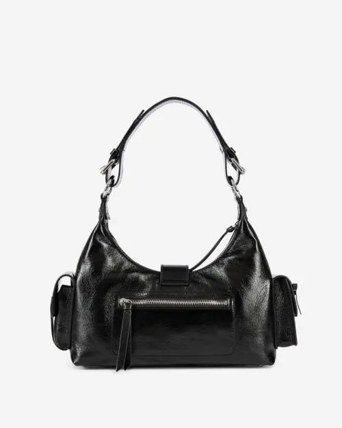 Women Shoulder Bags The Kooples Black Vintage Treatment Leather Amelia Bag Black