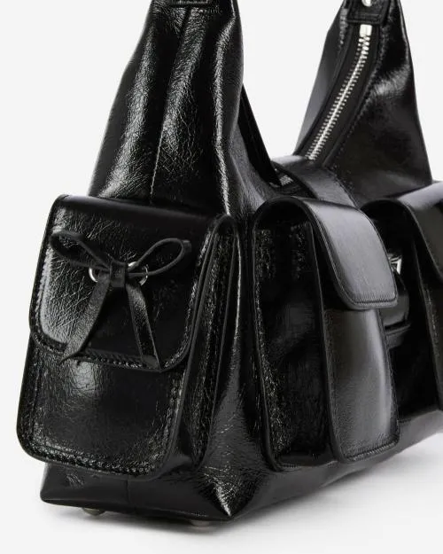 Women Shoulder Bags The Kooples Black Vintage Treatment Leather Amelia Bag Black