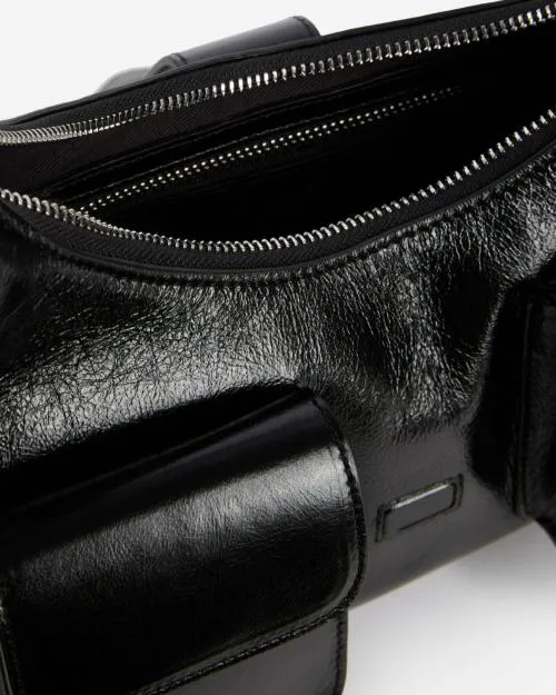 Women Shoulder Bags The Kooples Black Vintage Treatment Leather Amelia Bag Black