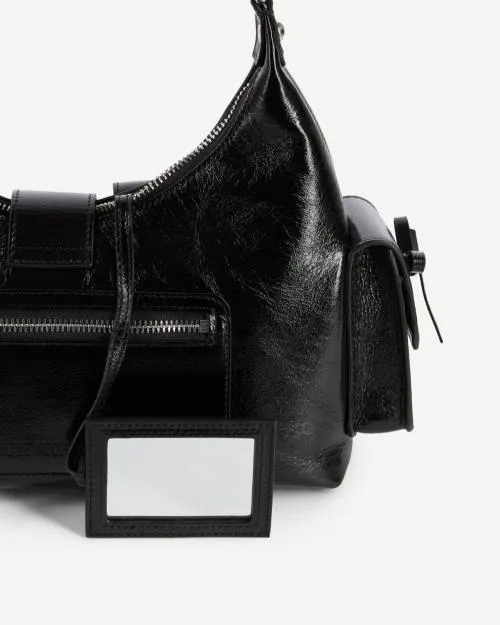 Women Shoulder Bags The Kooples Black Vintage Treatment Leather Amelia Bag Black