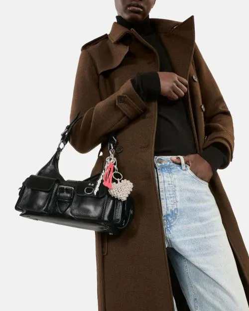 Women Shoulder Bags The Kooples Black Vintage Treatment Leather Amelia Bag Black