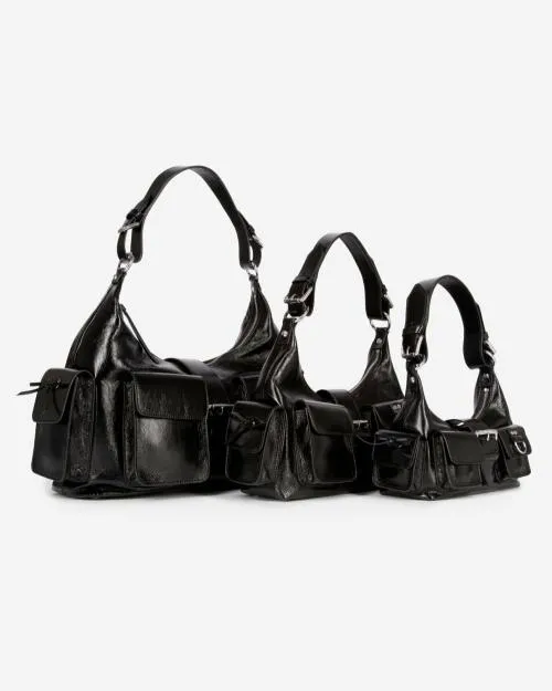 Women Shoulder Bags The Kooples Black Vintage Treatment Leather Amelia Bag Black