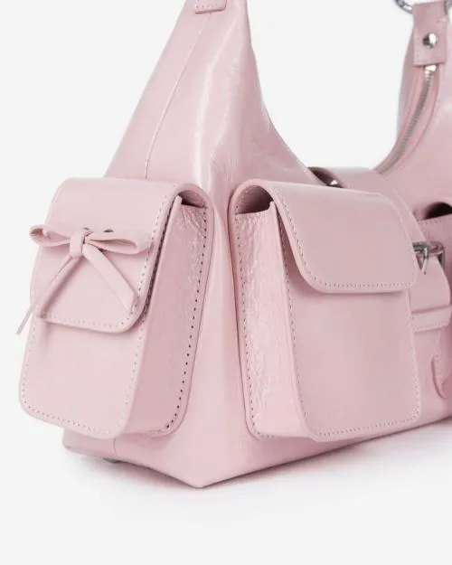 Women Shoulder Bags The Kooples Pink Vintage Treatment Leather Amelia Chain Bag Pink