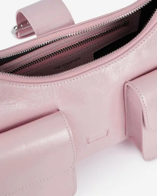 Women Shoulder Bags The Kooples Pink Vintage Treatment Leather Amelia Chain Bag Pink