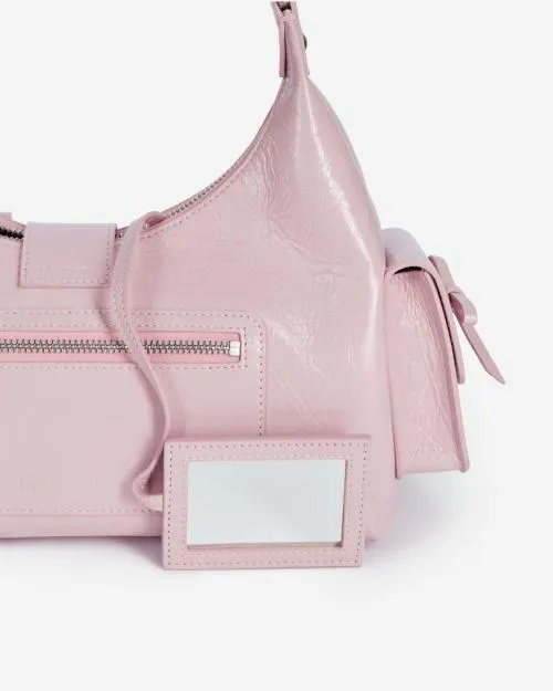 Women Shoulder Bags The Kooples Pink Vintage Treatment Leather Amelia Chain Bag Pink