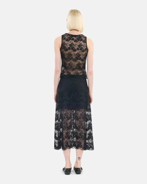 Women Skirts and Shorts The Kooples Long Black Lace Skirt Black