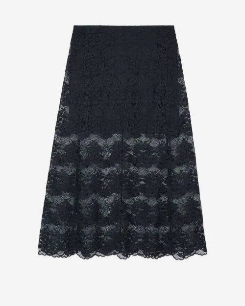 Women Skirts and Shorts The Kooples Long Black Lace Skirt Black