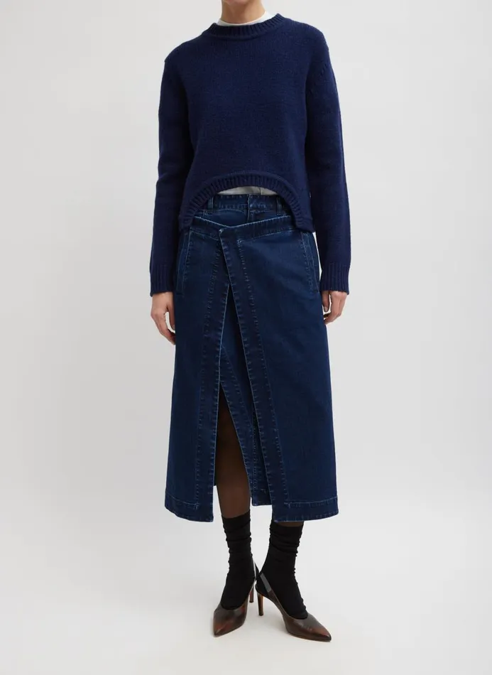 Women Skirts Tibi Classic Indigo Denim Wrap Skirt Indigo