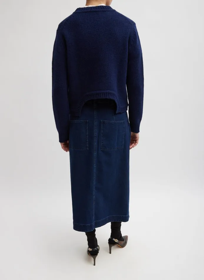Women Skirts Tibi Classic Indigo Denim Wrap Skirt Indigo