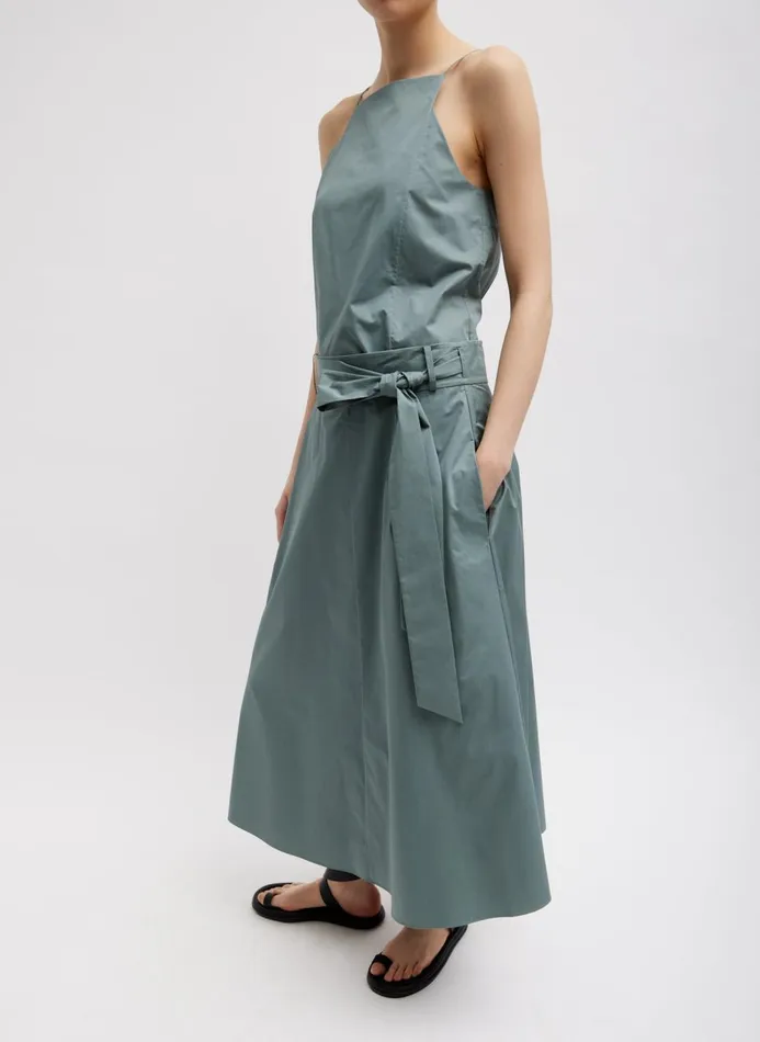 Women Skirts Tibi Eco Poplin Back Wrap Skirt Green Limestone