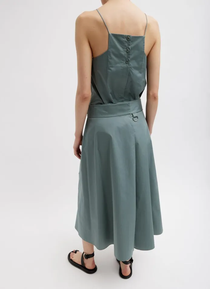 Women Skirts Tibi Eco Poplin Back Wrap Skirt Green Limestone