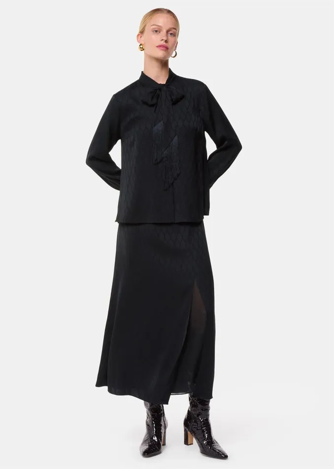 Women Skirts Whistles Black Diamond Jacquard Midi Skirt