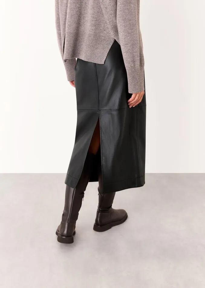 Women Skirts Whistles Black Jamie Leather Midi Skirt