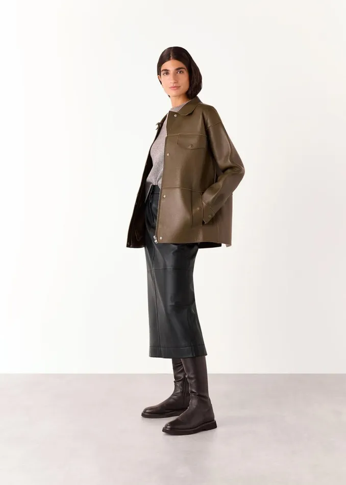Women Skirts Whistles Black Jamie Leather Midi Skirt
