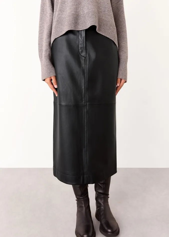 Women Skirts Whistles Black Jamie Leather Midi Skirt