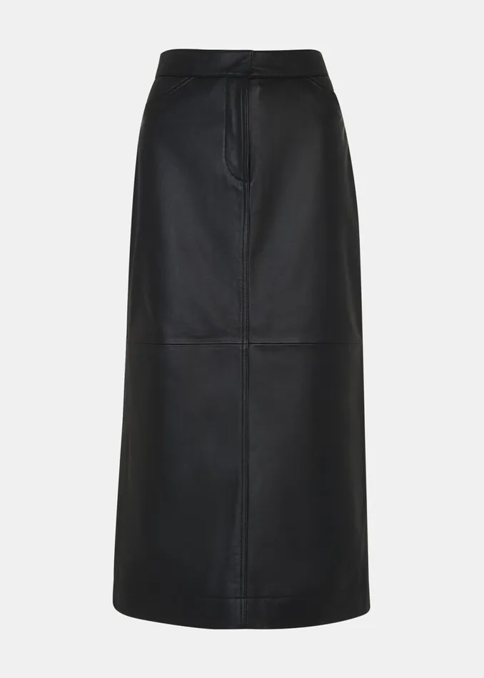 Women Skirts Whistles Black Jamie Leather Midi Skirt