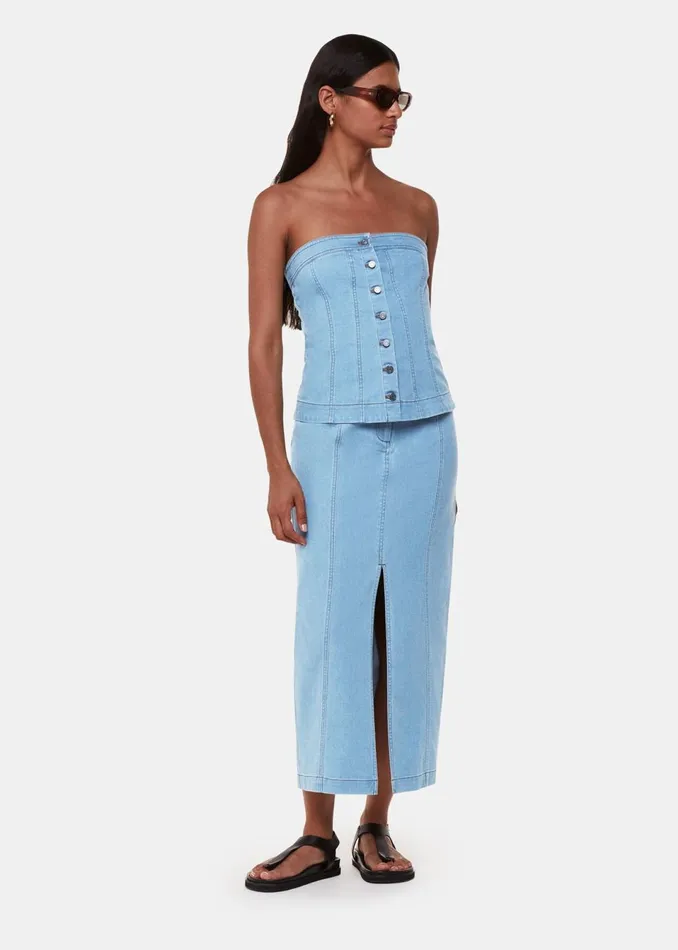 Women Skirts Whistles Denim Maxi Skirt