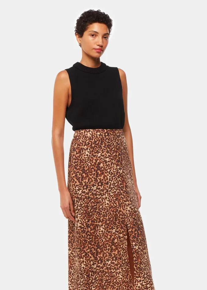 Women Skirts Whistles Multicolour Marble Spot Front Split Skirt