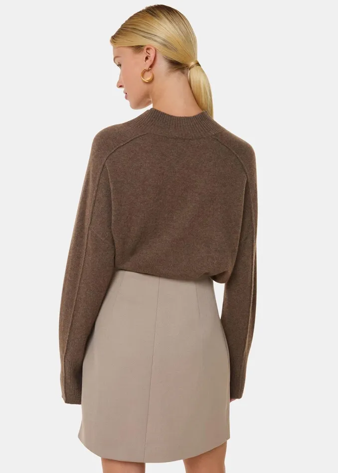 Women Skirts Whistles Neutral Button Front Wool Mini Skirt