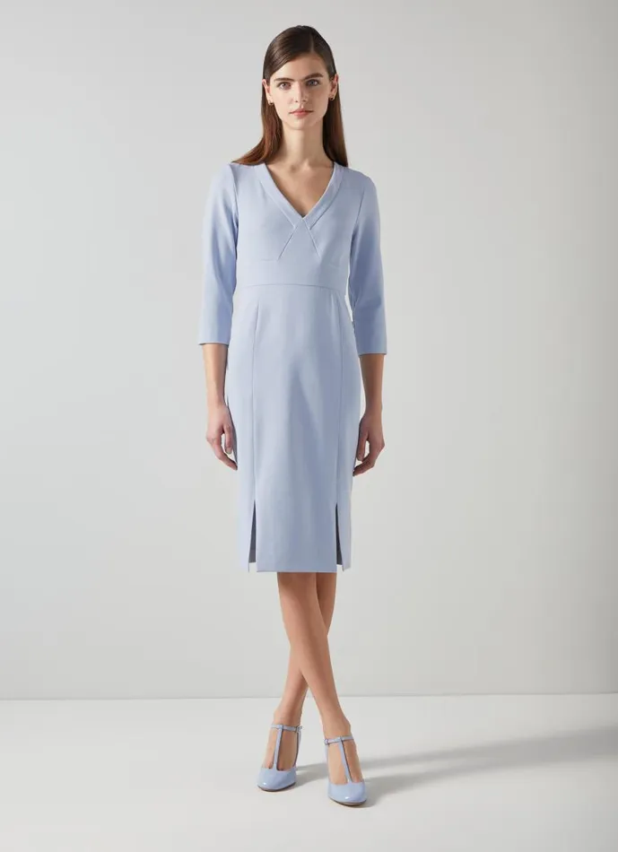 Women Sky Blue Crepe Dress With Lenzing Ecovero Viscose Light Blue LKBennett Dresses