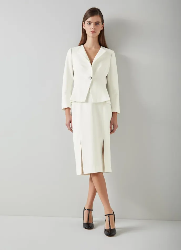Women Sky Cream Crepe Pencil Skirt With LENZING ECOVERO Viscose Ivory LKBennett Skirts