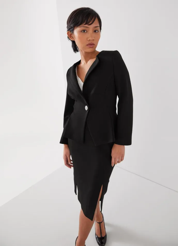 Women Sky Petite Black Crepe Jacket With LENZING ECOVERO Viscose Black LKBennett Coats and Jackets Women Sky Petite Black Crepe Jacket With LENZING ECOVERO Viscose Black LKBennett Coats and Jackets