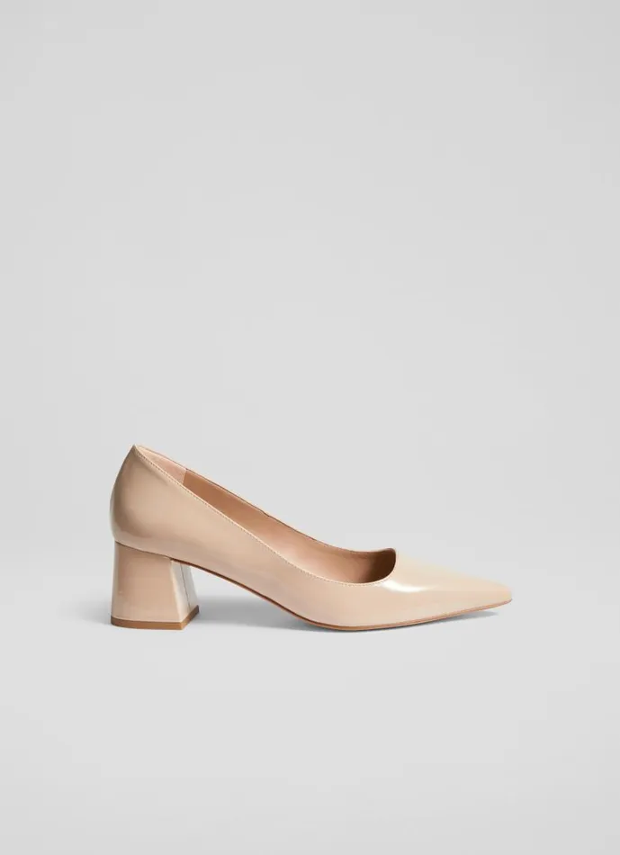 Women Sloane Beige Patent Leather Block Heel Courts Trench LKBennett Court Shoes Women Sloane Beige Patent Leather Block Heel Courts Trench LKBennett Court Shoes
