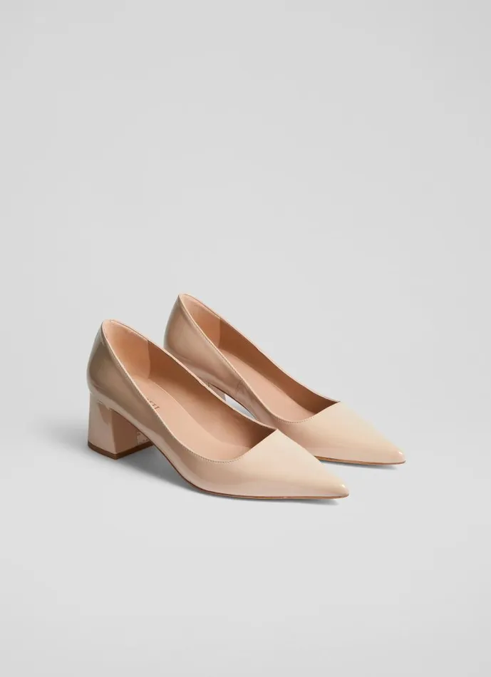 Women Sloane Beige Patent Leather Block Heel Courts Trench LKBennett Court Shoes Women Sloane Beige Patent Leather Block Heel Courts Trench LKBennett Court Shoes