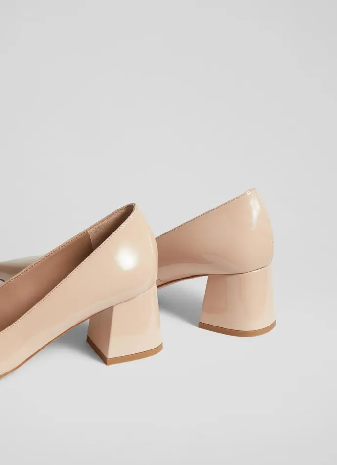 Women Sloane Beige Patent Leather Block Heel Courts Trench LKBennett Court Shoes Women Sloane Beige Patent Leather Block Heel Courts Trench LKBennett Court Shoes