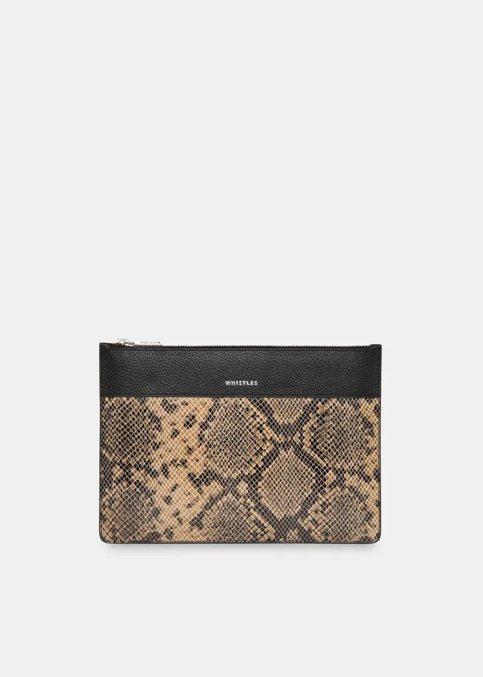 Women Small Bags and Clutches Whistles Multicolour Una Snake Panel Pouch