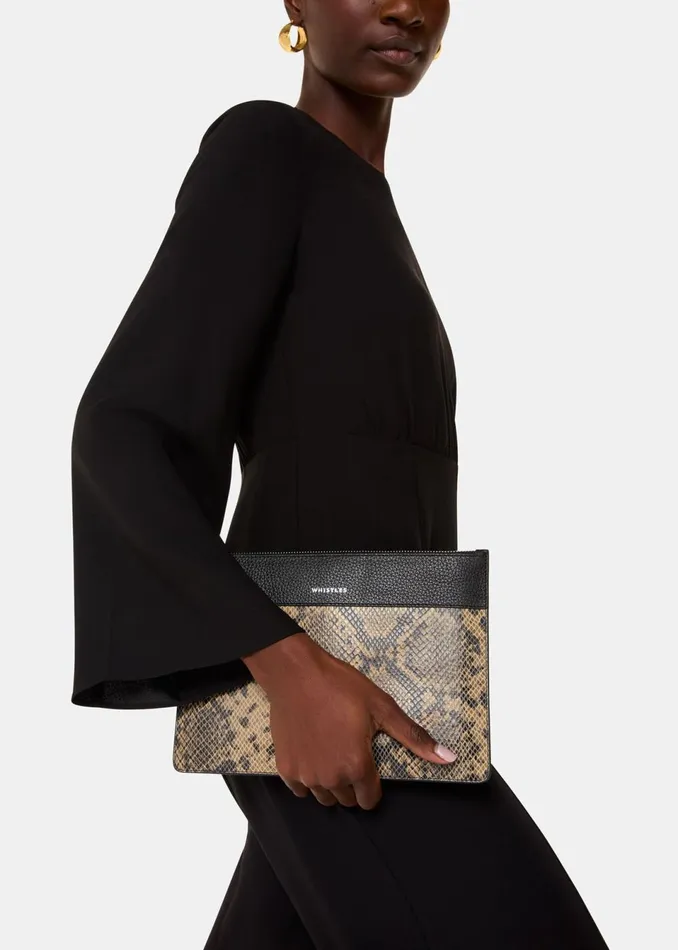 Women Small Bags and Clutches Whistles Multicolour Una Snake Panel Pouch