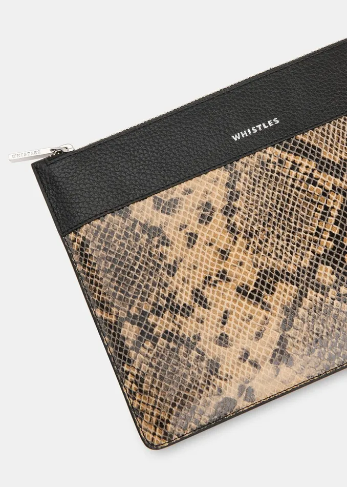 Women Small Bags and Clutches Whistles Multicolour Una Snake Panel Pouch