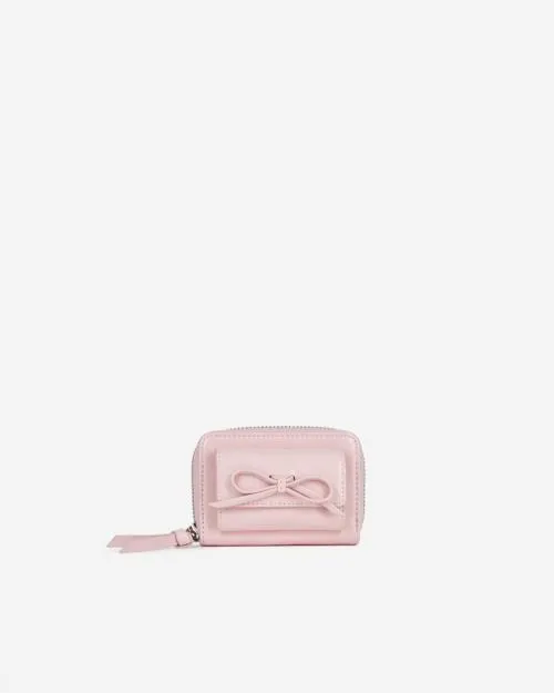 Women Small Leather Goods The Kooples Amelia Pink Leather Coin Purse Pink