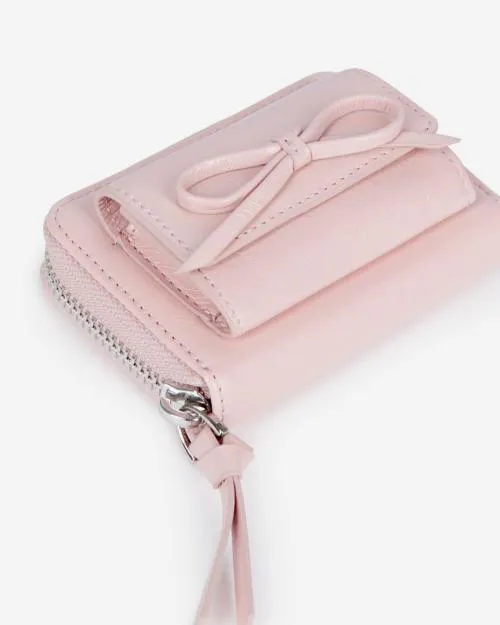 Women Small Leather Goods The Kooples Amelia Pink Leather Coin Purse Pink