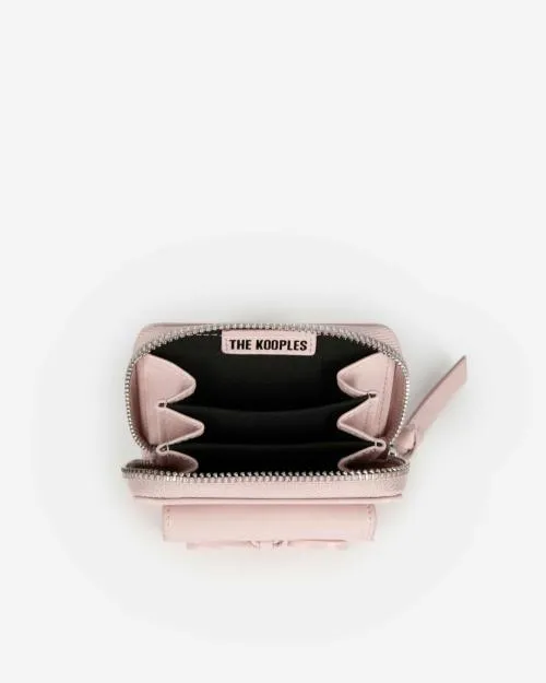 Women Small Leather Goods The Kooples Amelia Pink Leather Coin Purse Pink