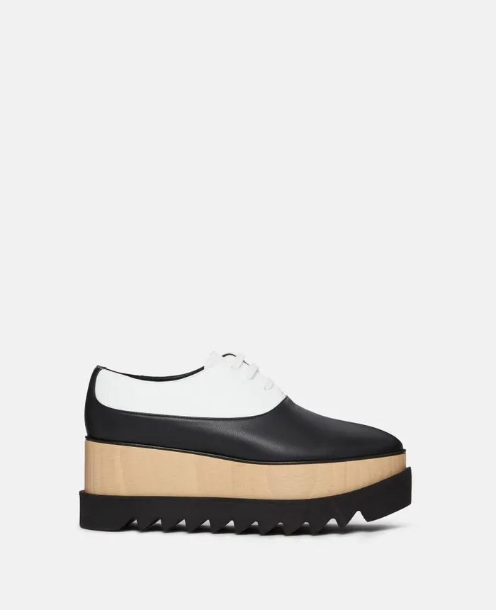 Women Sneakers Stella McCartney Elyse Monochrome Platform Shoes Midnight Black And Pure White