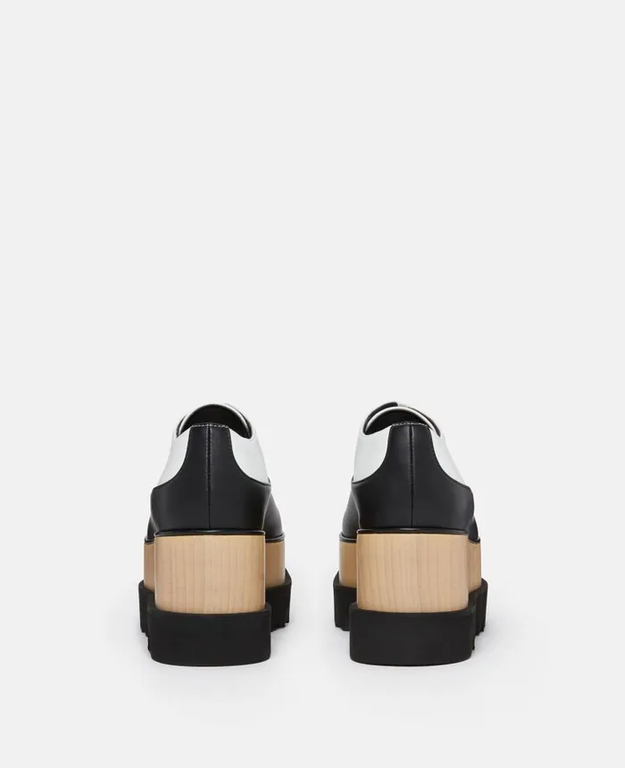 Women Sneakers Stella McCartney Elyse Monochrome Platform Shoes Midnight Black And Pure White