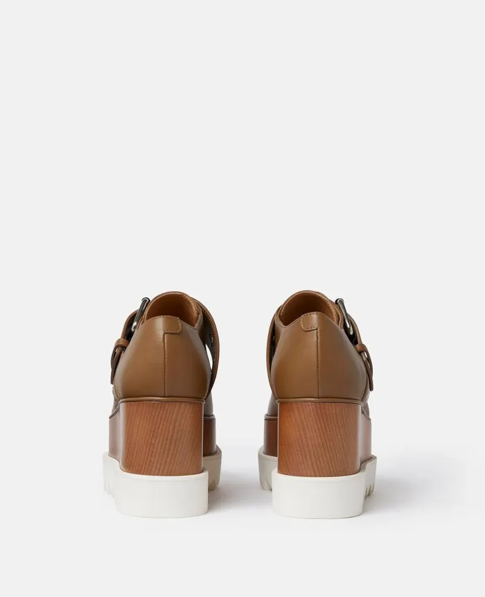 Women Sneakers Stella McCartney Elyse StarStudded Buckle Platform Shoes Pecan Brown